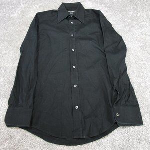 Dolce & Gabbana Shirt Mens 15.5 Eu Black Cotton Long Sleeve